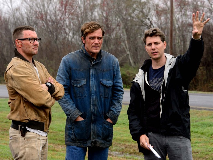 Left to right: Joel Edgerton, Michael Shannon and Jeff Nichols on the set of Midnight Special